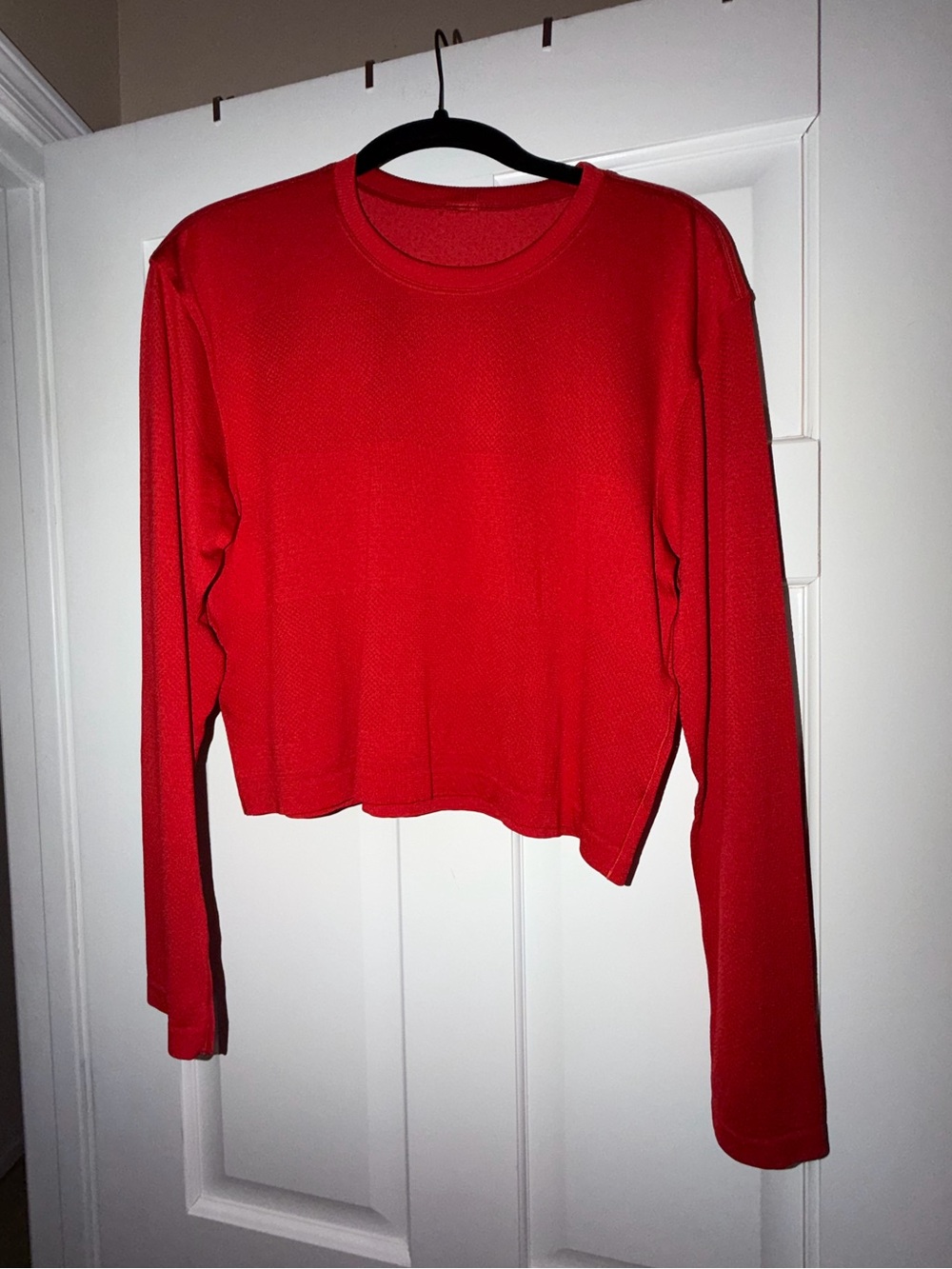 Lululemon Perforated Long Sleeve Top Oxford Red Cropped Workout Shirt 6 New